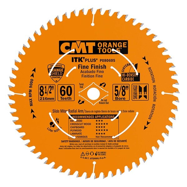 ITK Plus Finish Sliding Compound Saw Blade, 10 x 60 Teeth, 10deg ATB+Shear with 5/8-Inch bore